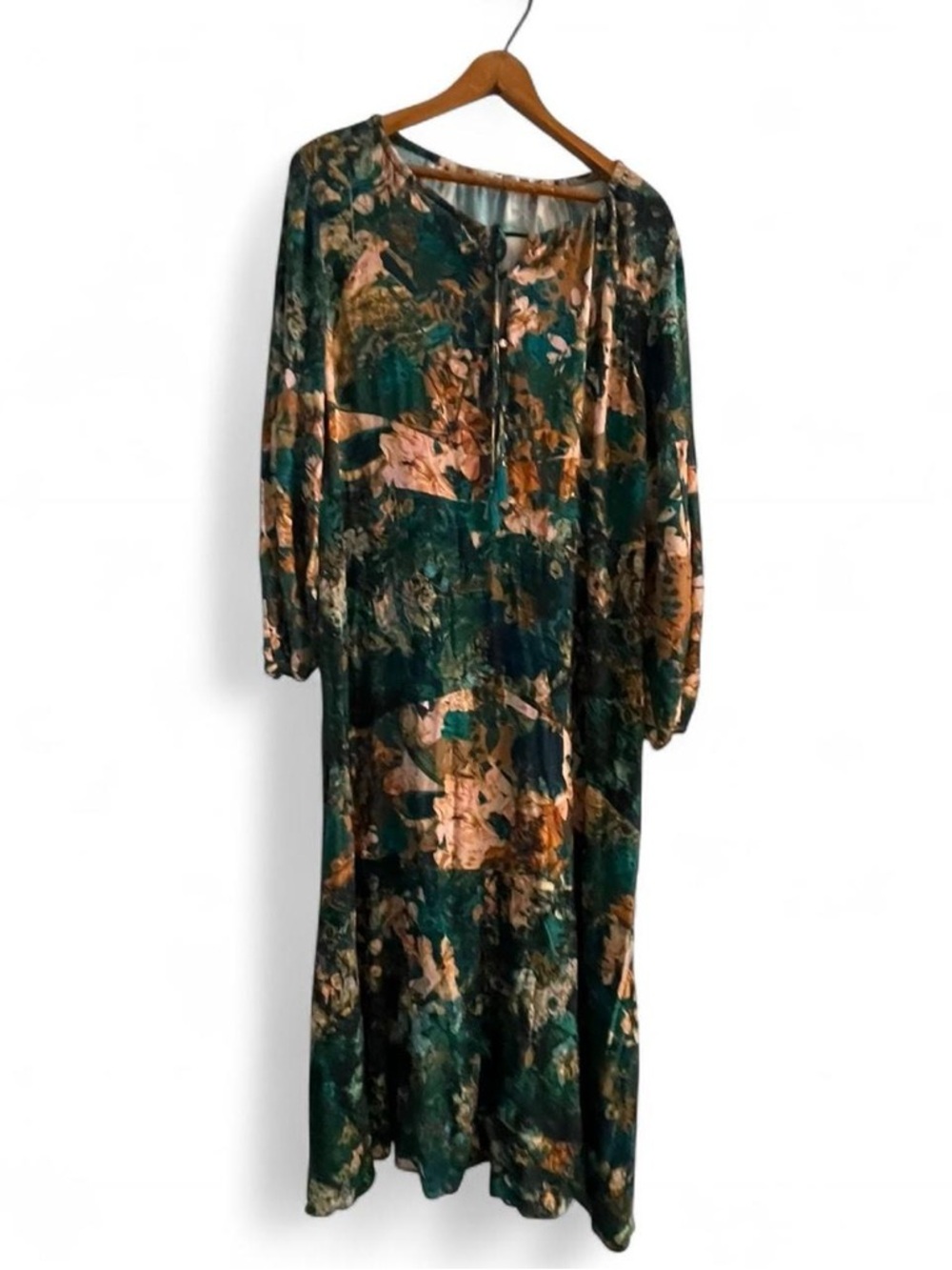 Soft Surroundings Women's L Leaf Boho Ren Faire Festival Flowy Fairy Maxi Dress